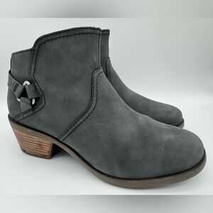 TEVA Women's Foxy Smoke Black Size 7.5 Nubuck Leather Zip Ankle Boots Booties